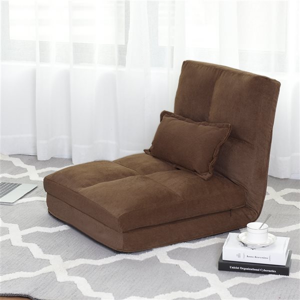 Costway Modern Brown Fold Down Velvet Accent Chair