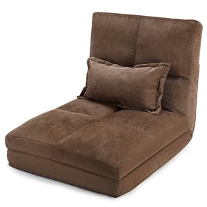 Costway Modern Brown Fold Down Velvet Accent Chair