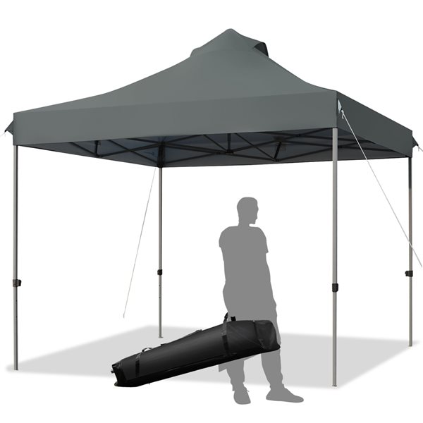 Costway 10-ft x 10-ft Grey Pop-Up Canopy