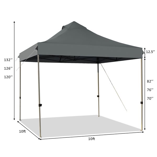 Costway 10-ft x 10-ft Grey Pop-Up Canopy