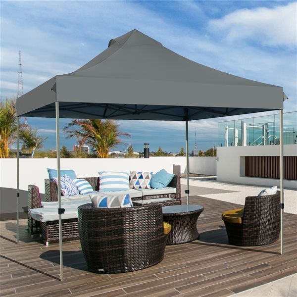 Costway 10-ft x 10-ft Grey Pop-Up Canopy