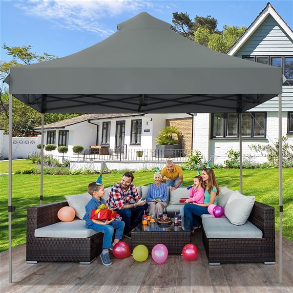 Costway 10-ft x 10-ft Grey Pop-Up Canopy