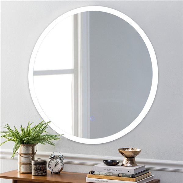 Costway 24-in Lighted LED White Round Bathroom Mirror