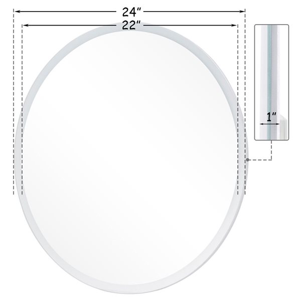 Costway 24-in Lighted LED White Round Bathroom Mirror