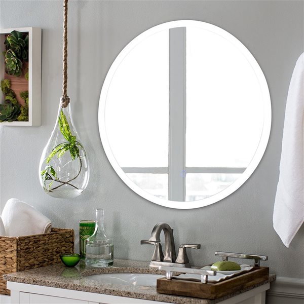 Costway 24-in Lighted LED White Round Bathroom Mirror