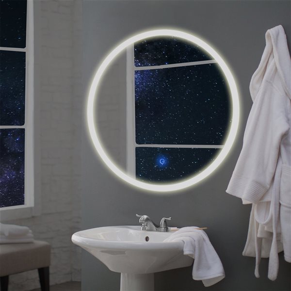 Costway 24-in Lighted LED White Round Bathroom Mirror