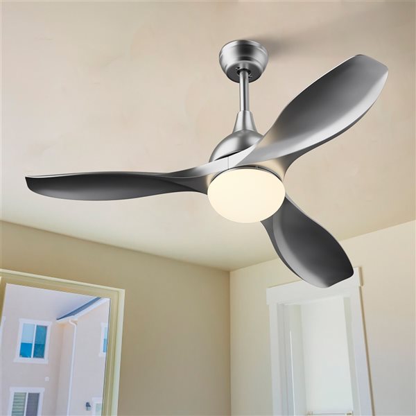 Costway Silver 48-in 3-Blade LED Indoor Downrod Mount Ceiling Fan with Handheld Remote Control