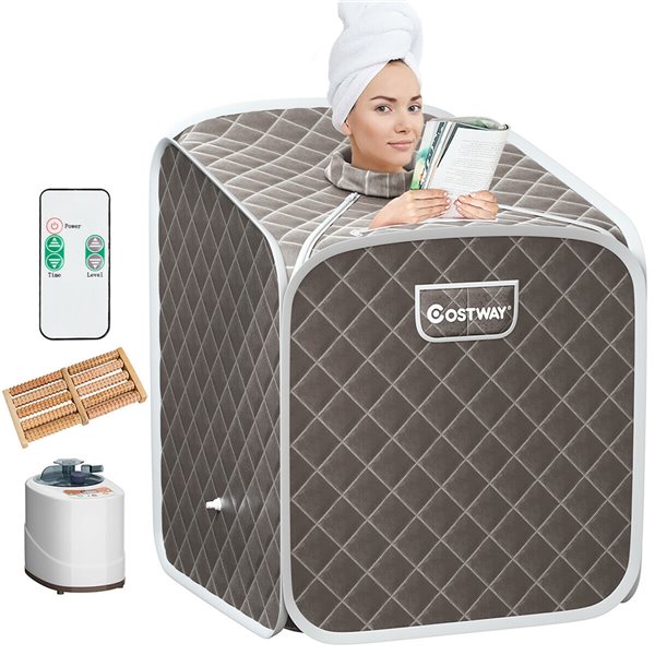 Image of Costway | Grey Portable 2-L Steam Sauna Tent With Chair | Rona