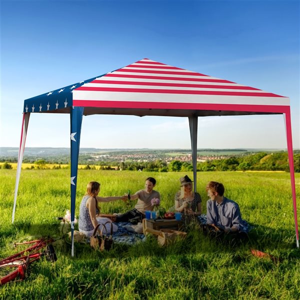 Costway 10-ft x 10-ft Blue and Red Pop-Up Canopy