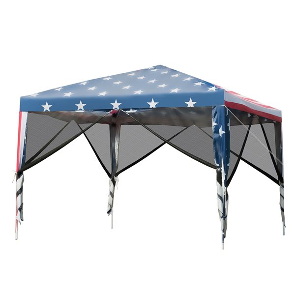 Costway 10-ft x 10-ft Blue and Red Pop-Up Canopy