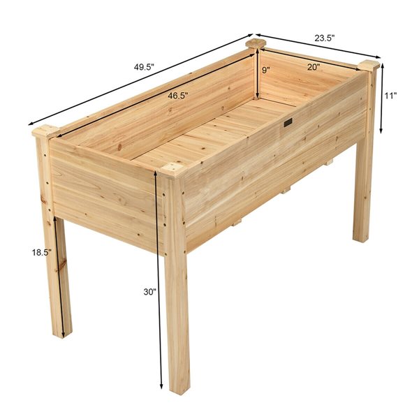 Costway 23.5-in W x 49.5-in L x 30-in H Brown Raised Garden Bed