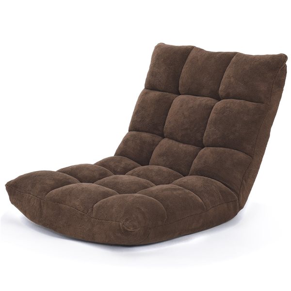Costway Modern Coffee Brown Velvet 14-Position Floor Chair
