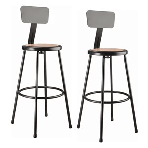 National Public Seating 6200 Series Brown and Black Bar Height (27-in to 35-in) Steel Bar Stools - 2-Pack