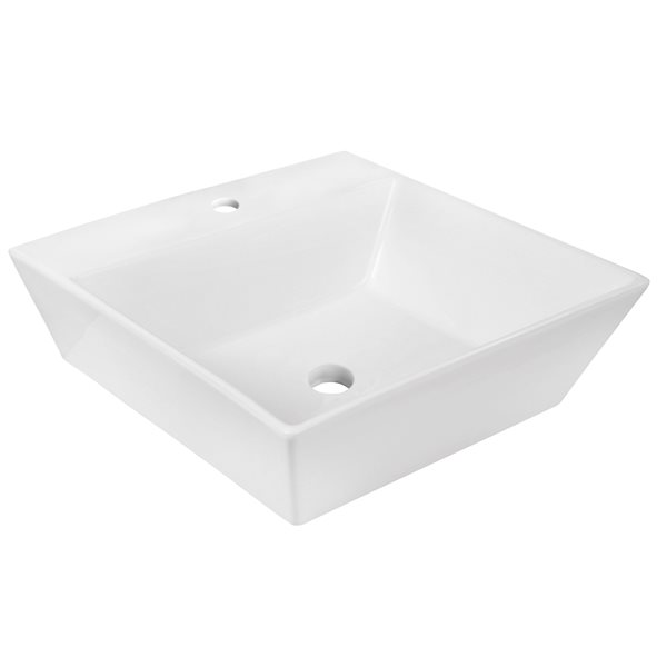 American Imaginations White Ceramic 16.5-in Square Vessel Sink Set - Nickel Hardware Included