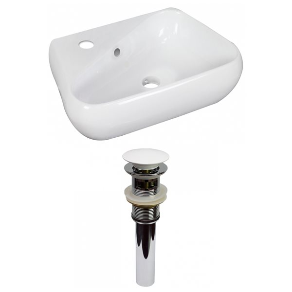 American Imaginations White Ceramic 17.5-in Irregular Vessel Sink Set - White Hardware