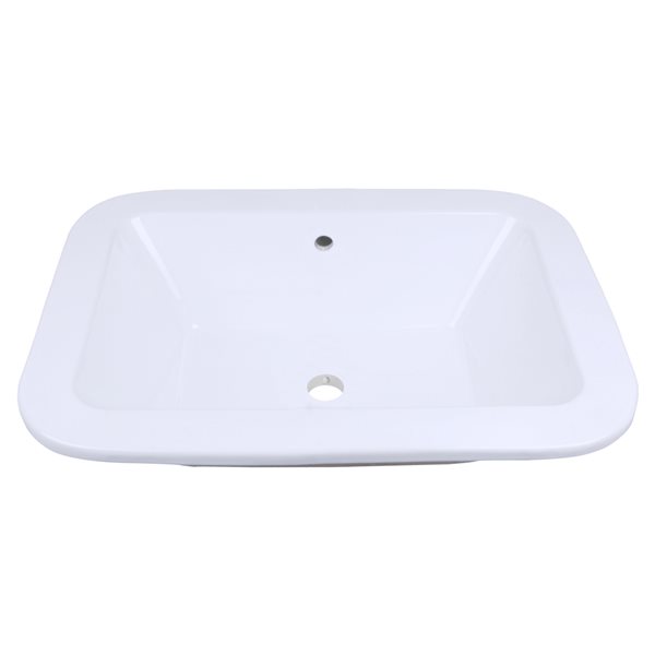 American Imaginations White Ceramic 21.75-in Rectangular Drop-in Sink Set with White Hardware Included