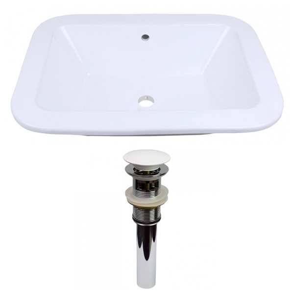 American Imaginations White Ceramic 21.75-in Rectangular Drop-in Sink Set with White Hardware Included