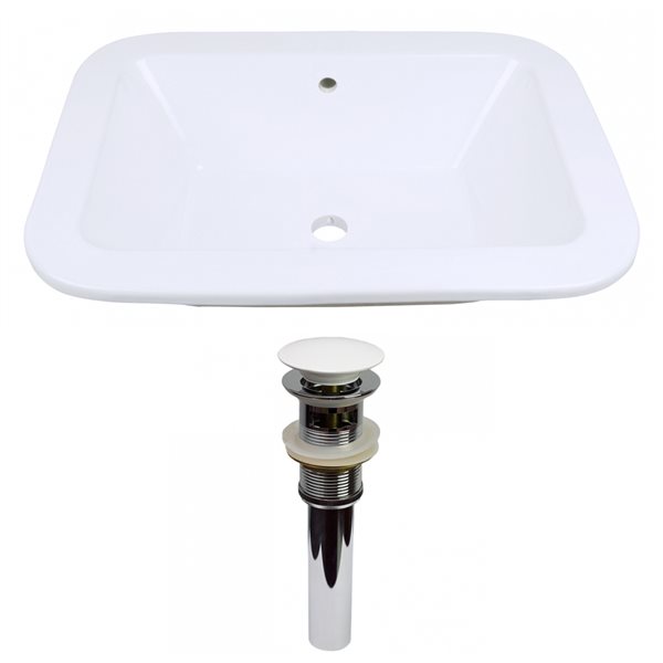 American Imaginations White Ceramic 21.75-in Rectangular Undermount Sink Set with White Hardware