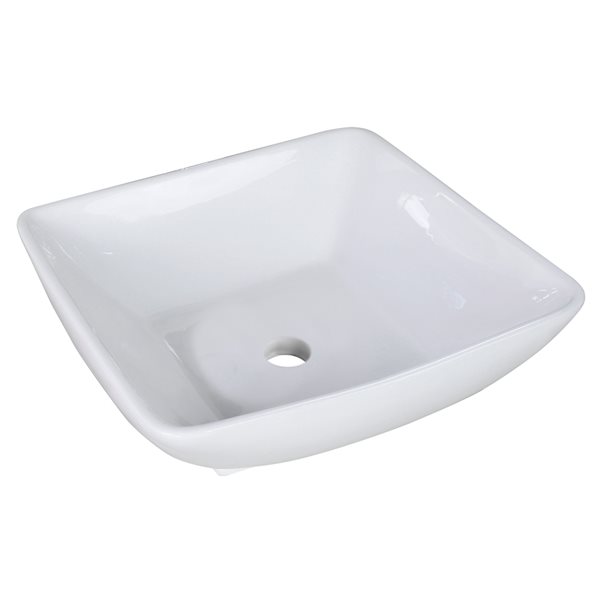 American Imaginations White Ceramic 16.5-in Square Vessel Sink Set with White Hardware