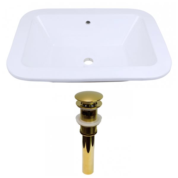 American Imaginations White Ceramic 21.75-in Rectangular Undermount Sink Set with Gold Hardware Included