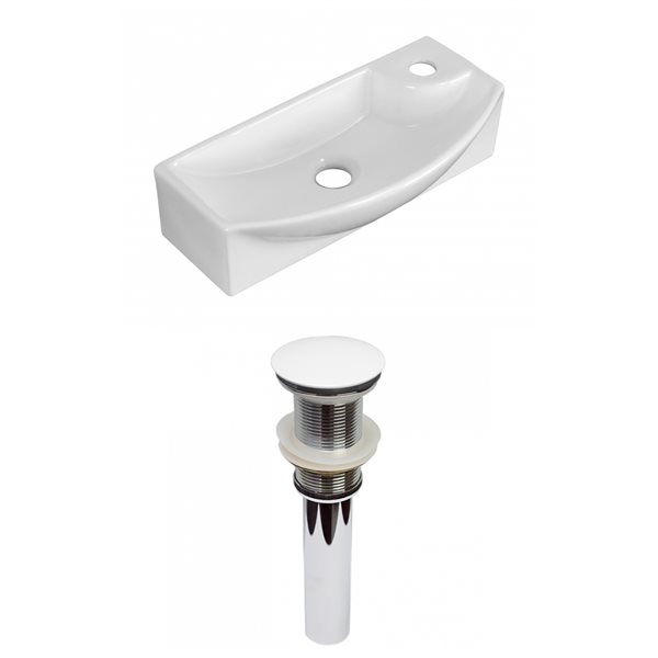 American Imaginations White Ceramic 17.75-in Rectangular Wall-mount Sink Set - White Hardware