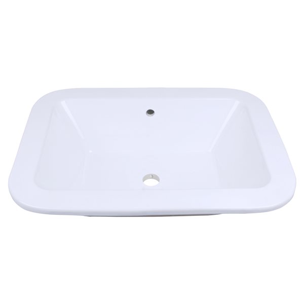 American Imaginations White Ceramic 21.75-in Rectangular Drop-in Sink Set with Chrome Hardware