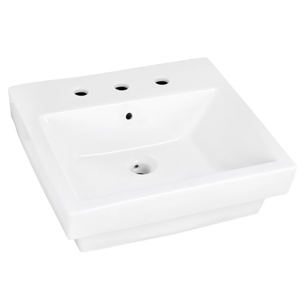 American Imaginations White Ceramic 20.5-in Rectangular Vessel Sink Set (Bronze Hardware Included)