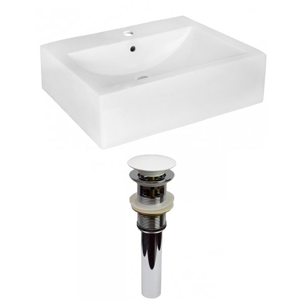 American Imaginations White Ceramic 20.25-in Rectangular Wall-mount Sink Set with White Hardware