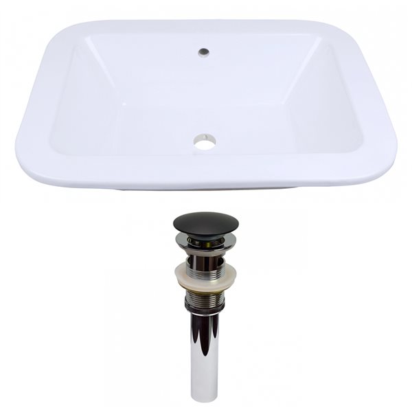 American Imaginations White Ceramic 21.75-in Rectangular Undermount Sink Set with Black Hardware Included