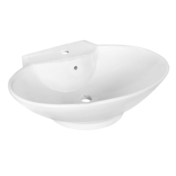 American Imaginations White Ceramic 22.75-in Oval Vessel Sink Set with Gold Hardware