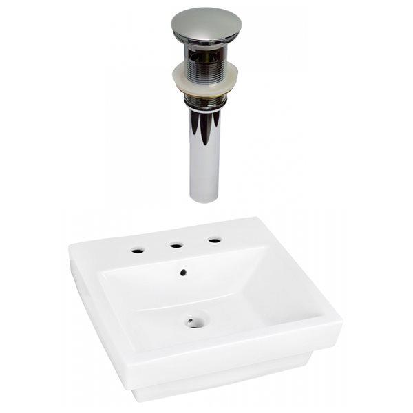 American Imaginations White Ceramic 19-in Rectangular Vessel Sink Set - Chrome Hardware Included