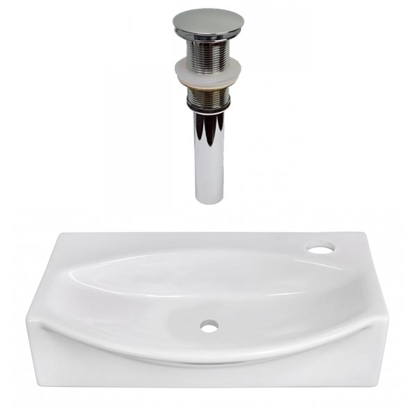 American Imaginations White Ceramic 16.5-in Irregular Wall-mount Sink Set with Chrome Hardware