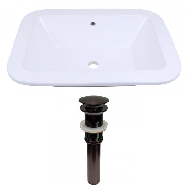 American Imaginations White Ceramic 21.75-in Rectangular Drop-in Sink Set with Bronze Hardware
