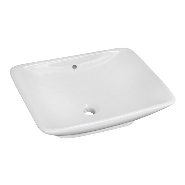 American Imaginations White Ceramic 21.5-in Rectangular Vessel Sink Set with Gold Hardware