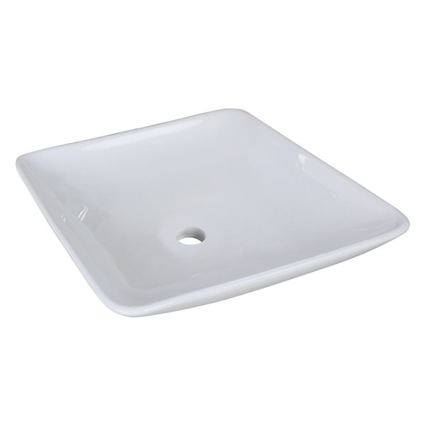 American Imaginations White Ceramic 16.5-in Square Vessel Sink Set -Bronze Hardware