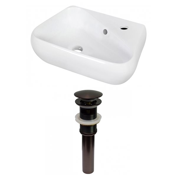 American Imaginations White Ceramic 17.5-in Irregular Wall-mount Sink Set with Bronze Hardware