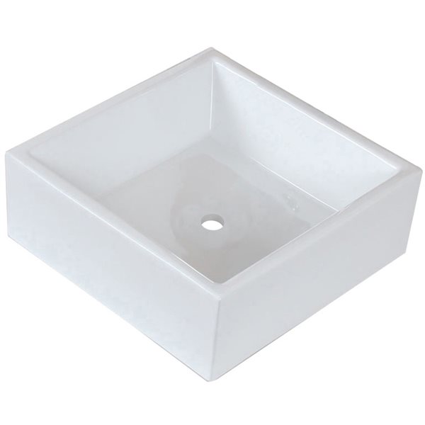 American Imaginations Transition White Ceramic 14.75-in Square Vessel Sink Set with Bronze Hardware