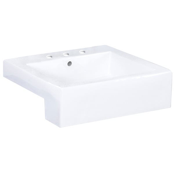 American Imaginations White Ceramic 20.25-in Rectangular Vessel Sink Set - Gold Hardware