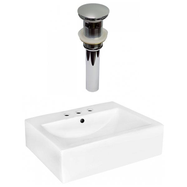 American Imaginations White Ceramic 20.25-in Rectangular Wall-mount Sink Set - Chrome Hardware