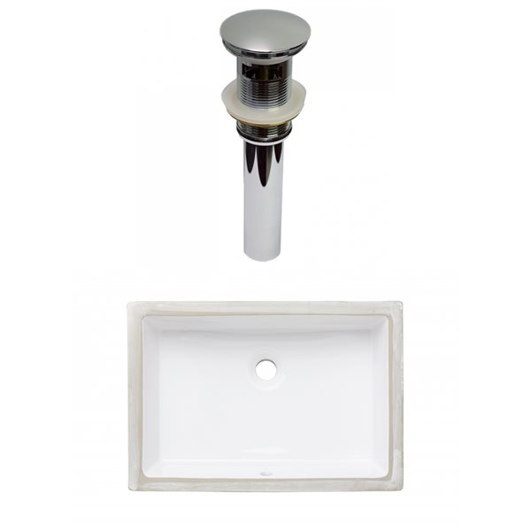 American Imaginations White Ceramic 20.75-in Rectangular Undermount Sink Set with Chrome Hardware