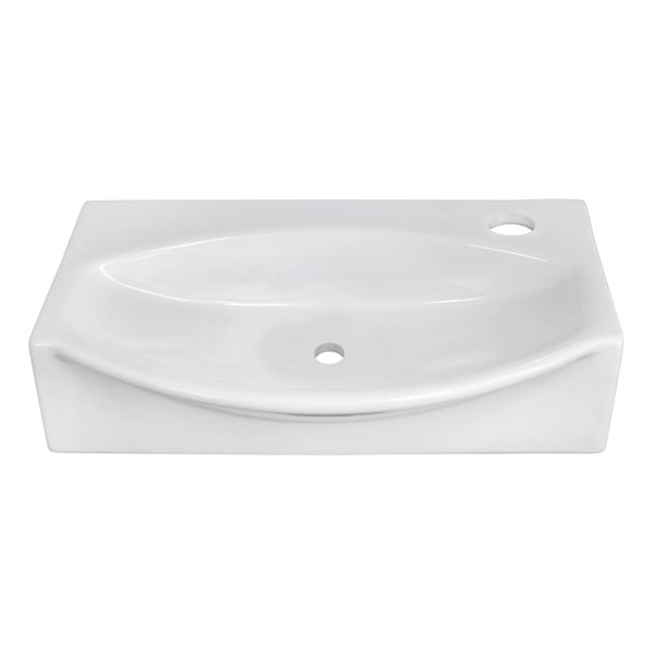 American Imaginations White Ceramic 16.5-in Irregular Vessel Sink Set with White Hardware