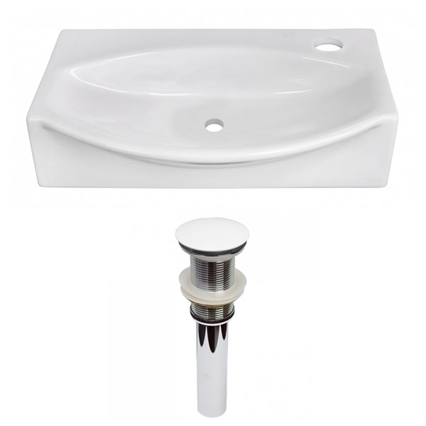 American Imaginations White Ceramic 16.5-in Irregular Vessel Sink Set with White Hardware