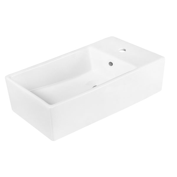 American Imaginations White Ceramic 19-in Rectangular Vessel Sink Set with White Hardware