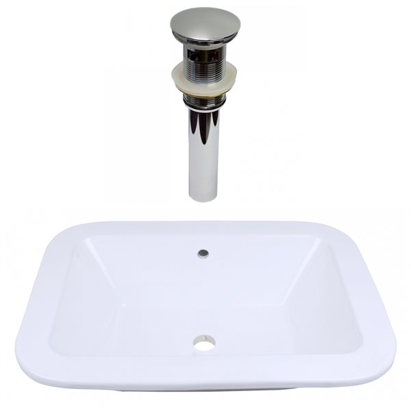 American Imaginations White Ceramic 21.75-in Rectangular Drop-in Sink Set with Chrome Hardware Included