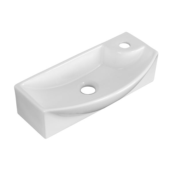 American Imaginations White Ceramic 17.75-in Rectangular Vessel Sink Set with Black Hardware