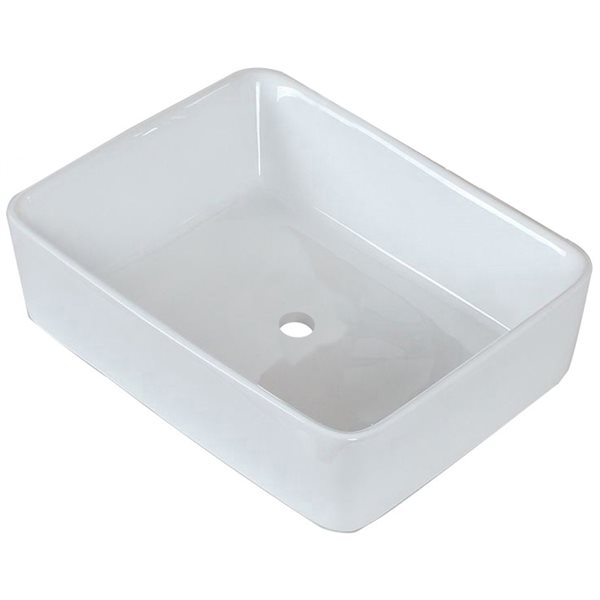 American Imaginations White Ceramic 18.75-in Rectangular Vessel Sink Set and Black Hardware