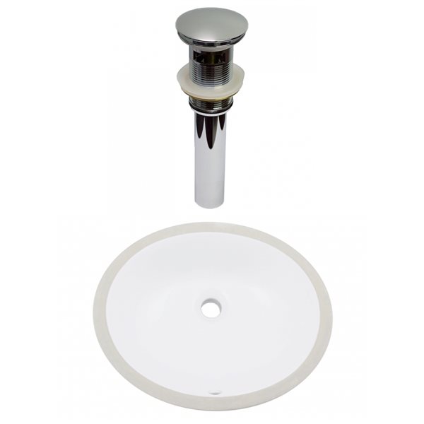 American Imaginations White Ceramic 16.5-in Oval Undermount Sink Set with Chrome Hardware