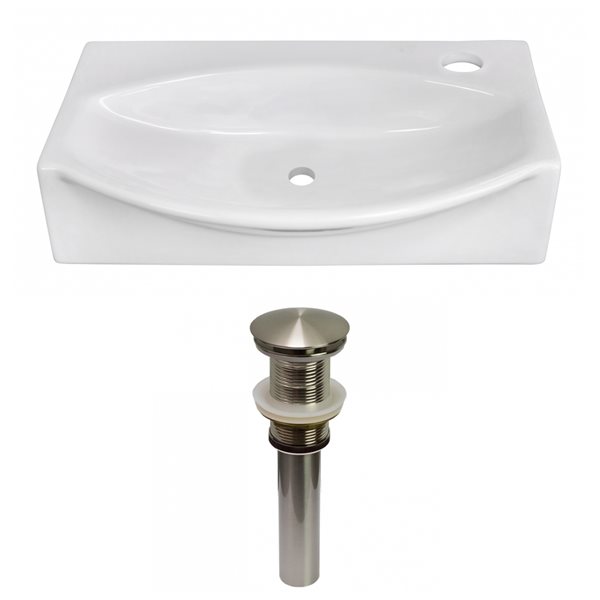 American Imaginations White Ceramic 16.5-in Irregular Wall-mount Sink Set with Nickel Hardware