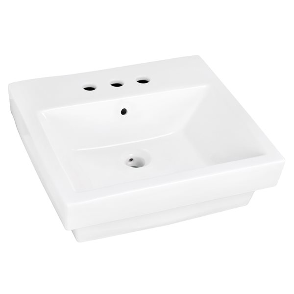 American Imaginations White Ceramic 19-in Rectangular Vessel Sink Set with White Hardware Included