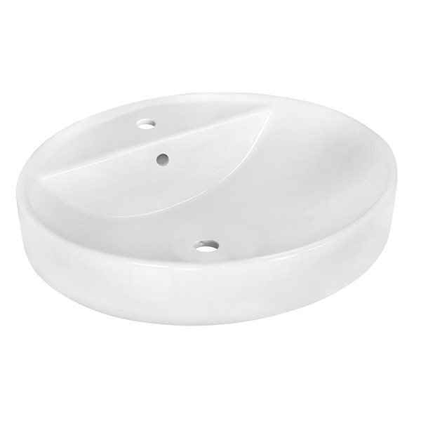 American Imaginations White Ceramic 18.1-in Round Vessel Sink Set with Black Hardware